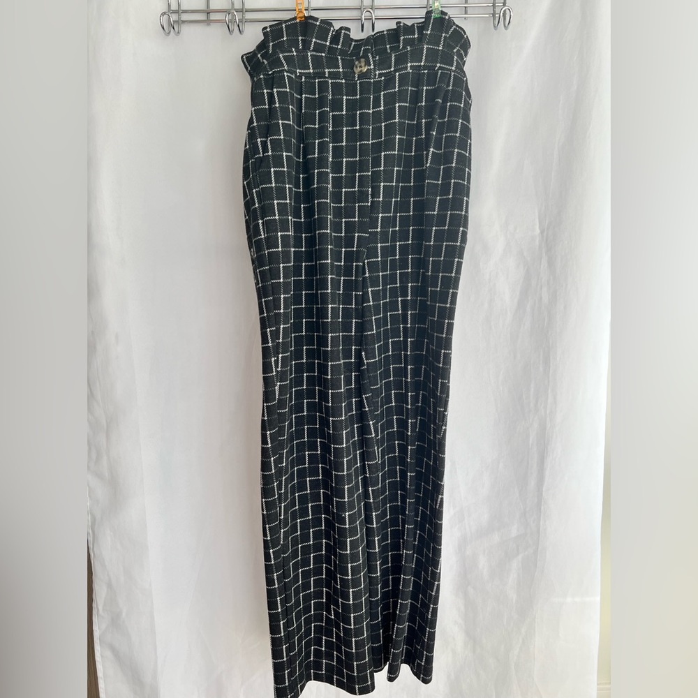 Black Plaid Pants - Ruffled
